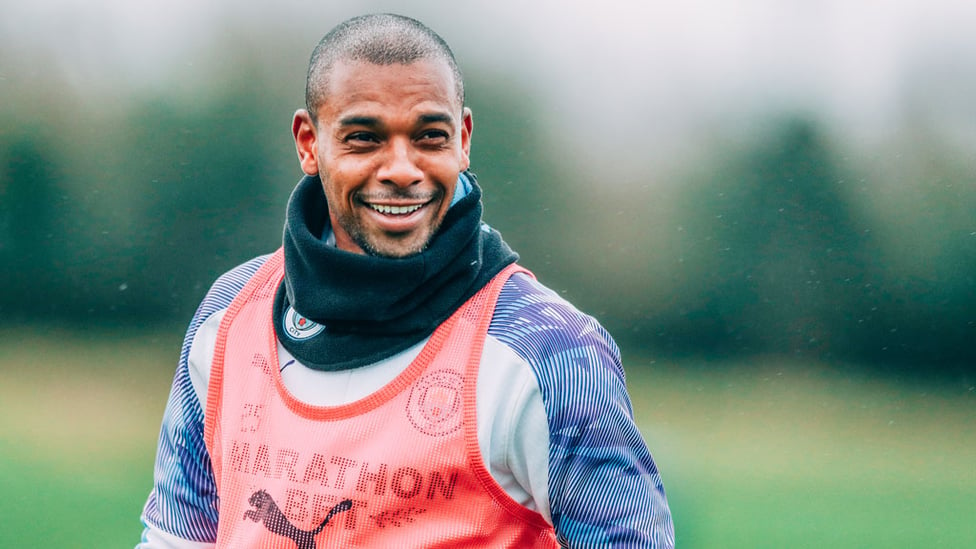 MIDDLE MAN : Fernandinho is the centre of attention