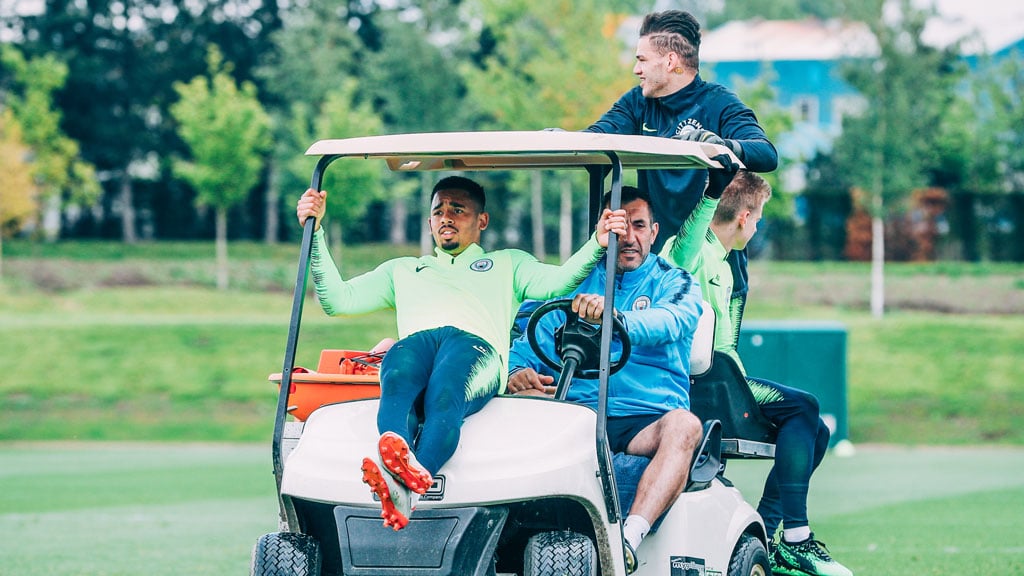 PARK THE BUS: The lads hitch a ride into training