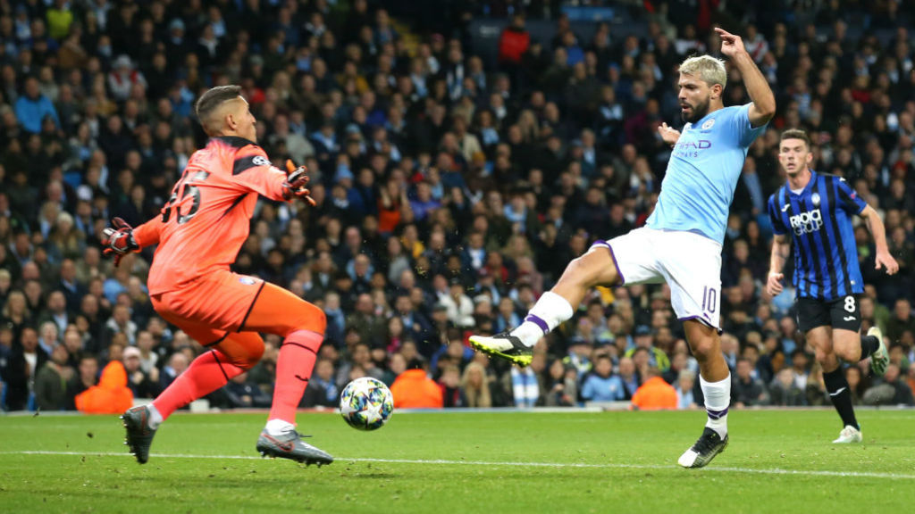 INSTINCTIVE: But City were level when Aguero pounced inside the area to finish from close range