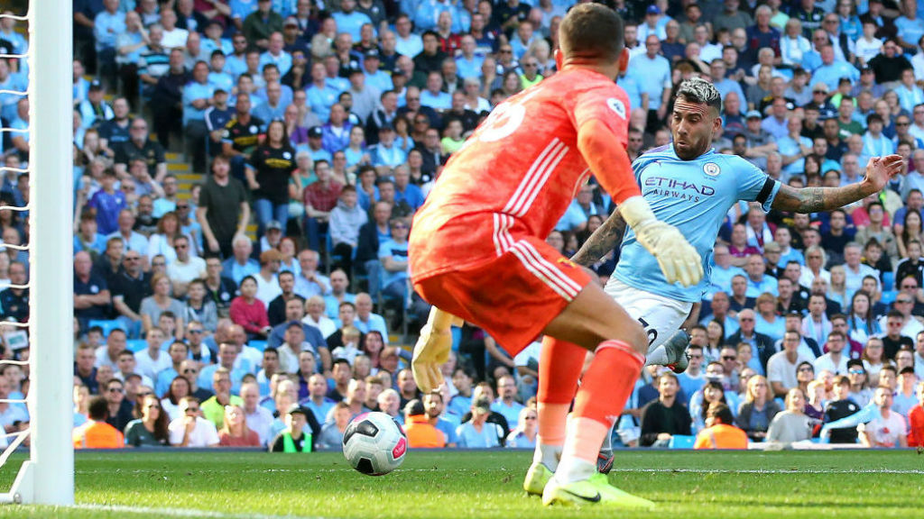 HIGH FIVES : Nicolas Otamendi makes it five inside the first 18 minutes