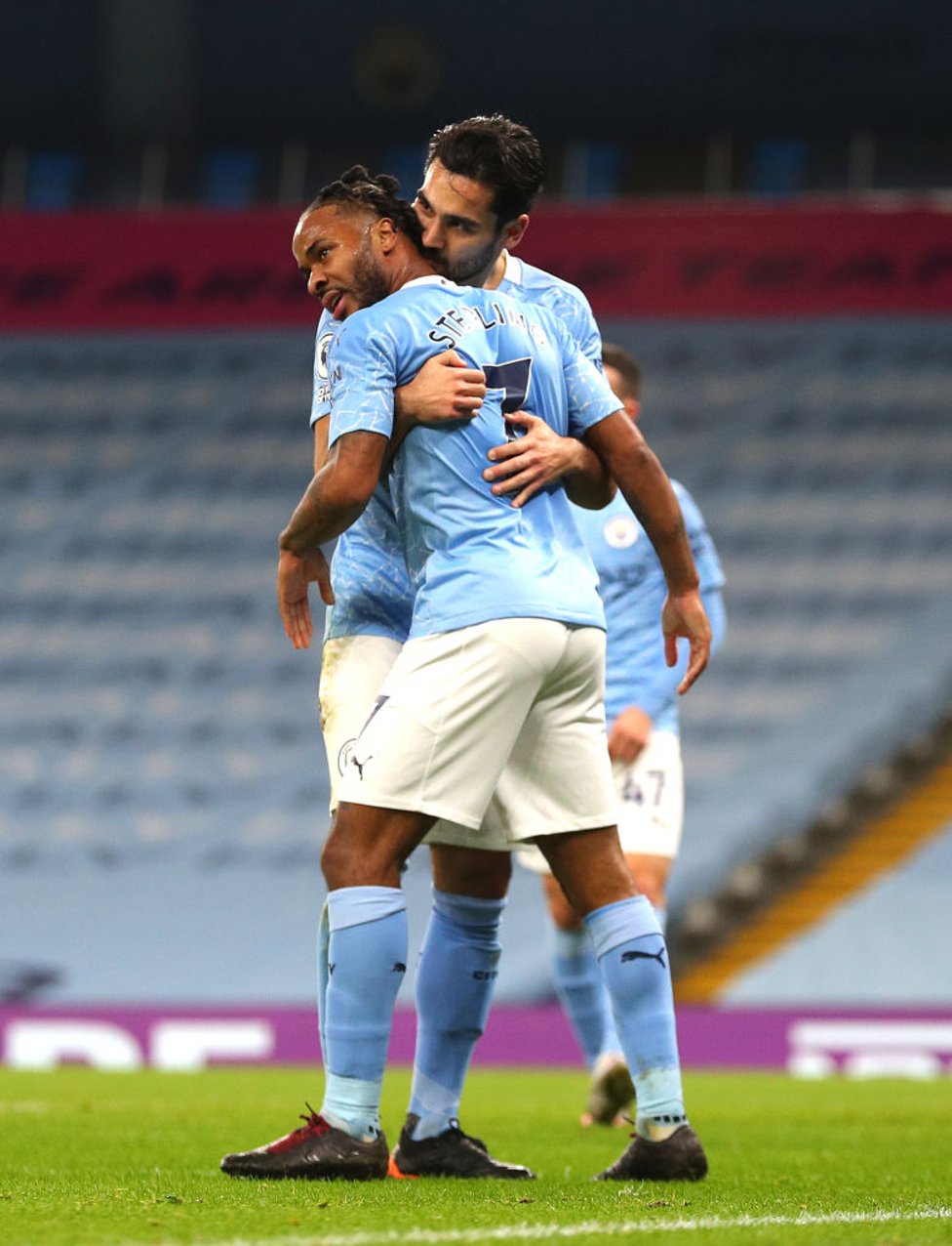 GUNDO-GOAL : The German shows his appreciation to Sterling after his perfect assist.