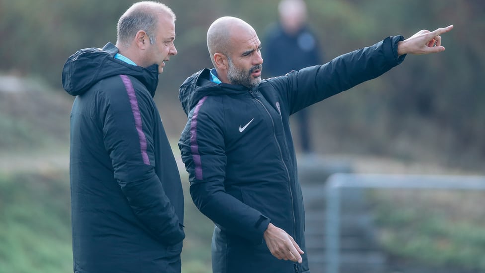 ON POINT : Pep Guardiola delivers instructions