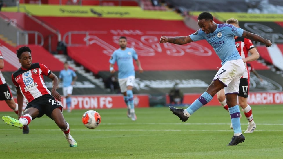 STERN DEFENCE: Raheem smashes an effort towards goal