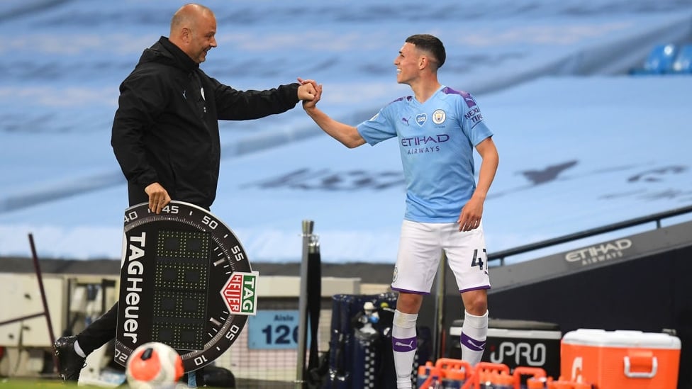 OVER AND OUT : Foden was all smiles as City remained sharp to seal the 5-0 victory.