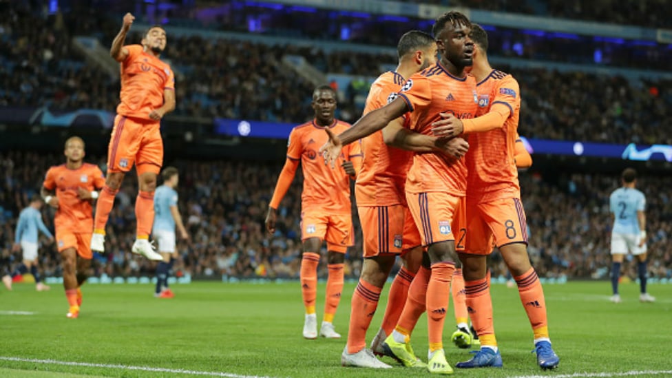 SETBACK : Lyon's Maxwell Cornet celebrates his side's first in the 2-1 loss in the opening game of this season's Champions League