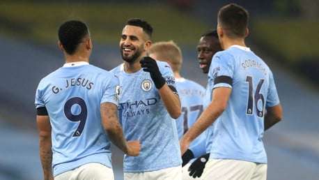 ALL SMILES: Riyad Mahrez is a picture of happiness after his second goal