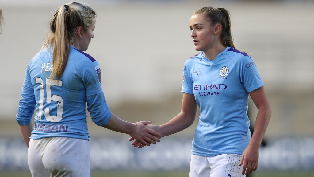 TOGETHER: Lauren Hemp and Georgia Stanway celebrate another big win