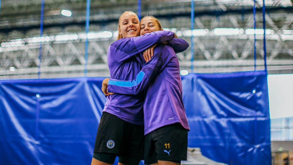 SHE'S A 'KEEPER : Shot-stopper Ellie Roebuck and in-form forward Janine Beckie reunite