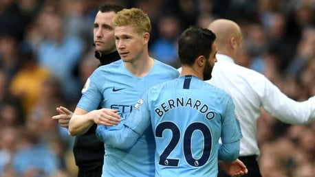 BACK IN BUSINESS: Kevin De Bruyne makes a welcome return from injury as he replaces Bernardo Silva