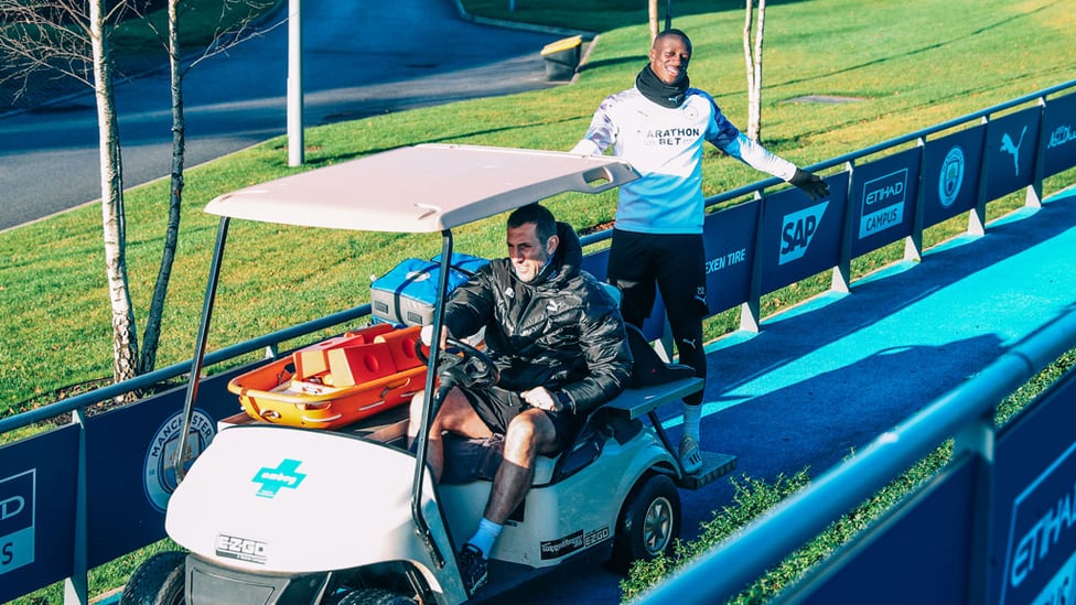 JOY RIDE : Benjamin Mendy lifting spirits... by grabbing a lift!