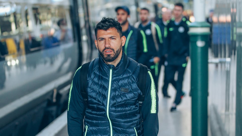 EYES FRONT : Sergio Aguero is a study in concentration ahead of tonight's big match