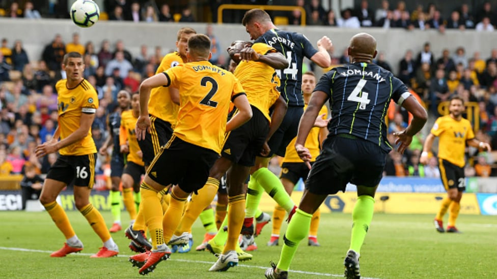 EQUALISER : Aymeric Laporte's first City goal earns a point away to Wolves