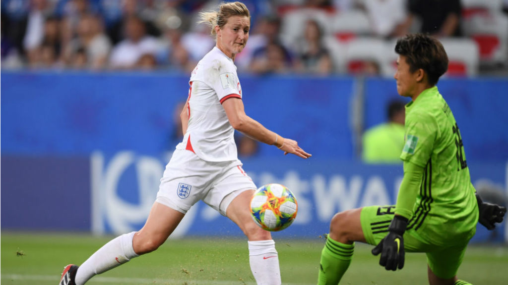 ON THE MARK : Ellen White fires England ahead against Japan