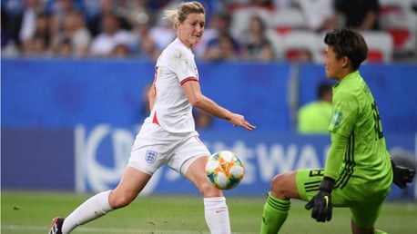 ON THE MARK: Ellen White fires England ahead against Japan