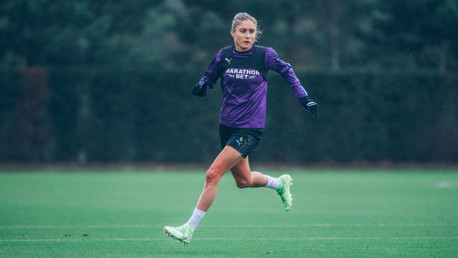 LEADING EXAMPLE: Skipper Steph Houghton goes through her paces as City finalise preparations for the trip to Chelsea