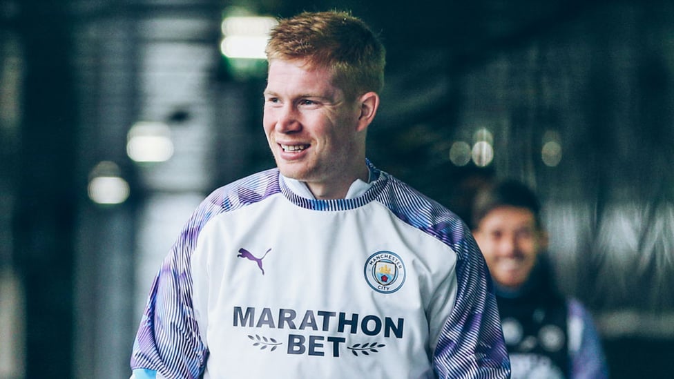 RECOVERING : Kevin De Bruyne heads out to the training pitch.