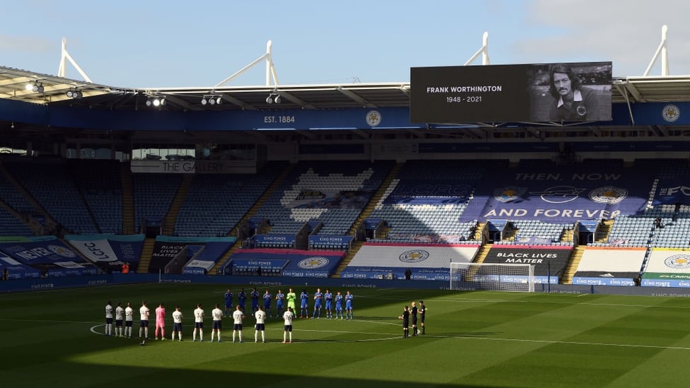 RESPECT : Both sets of players observe a minute of applause for former Leicester player Frank Worthington, who recently passed away.