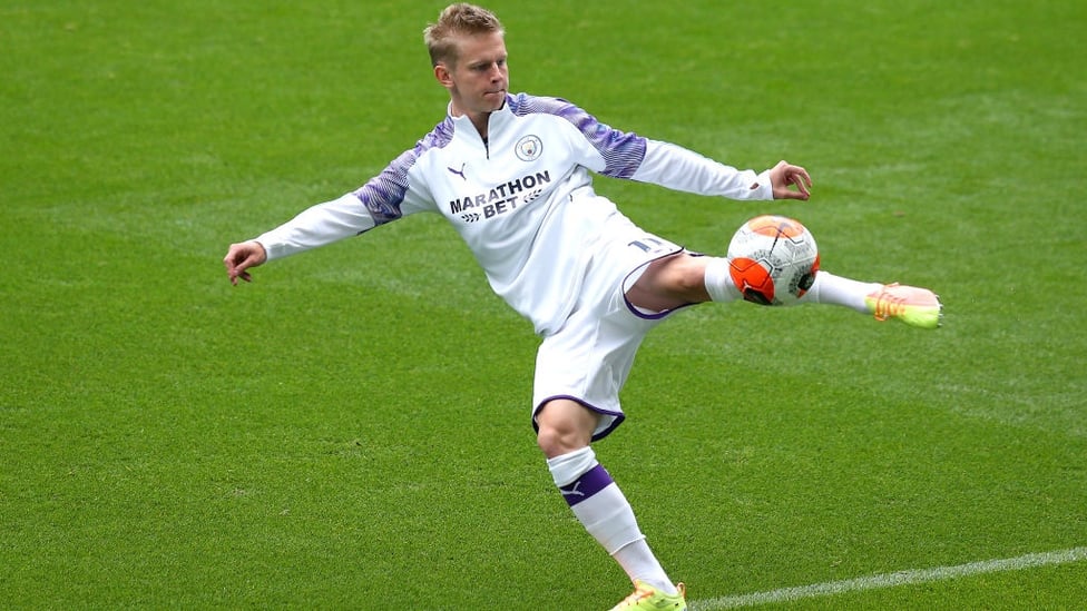 ZINCH PERFECT : Our dynamic full-back connects with a sweet volley during the pre-match warm up.