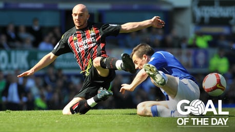 SUPERMAN: Stephen Ireland netted an excellent goal to hand Man City a 2-0 lead at Everton in 2009