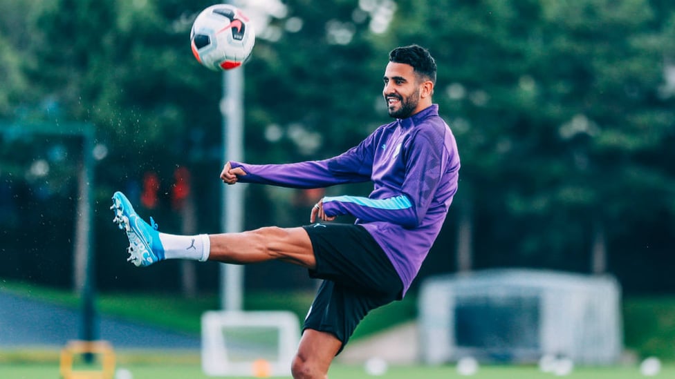 KEEPY-UPPY : Our Algerian winger gets a feel of the ball