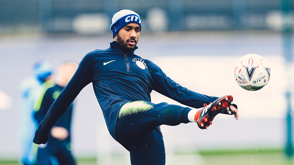 JUST FOR KICKS : Fabian Delph limbers up for action