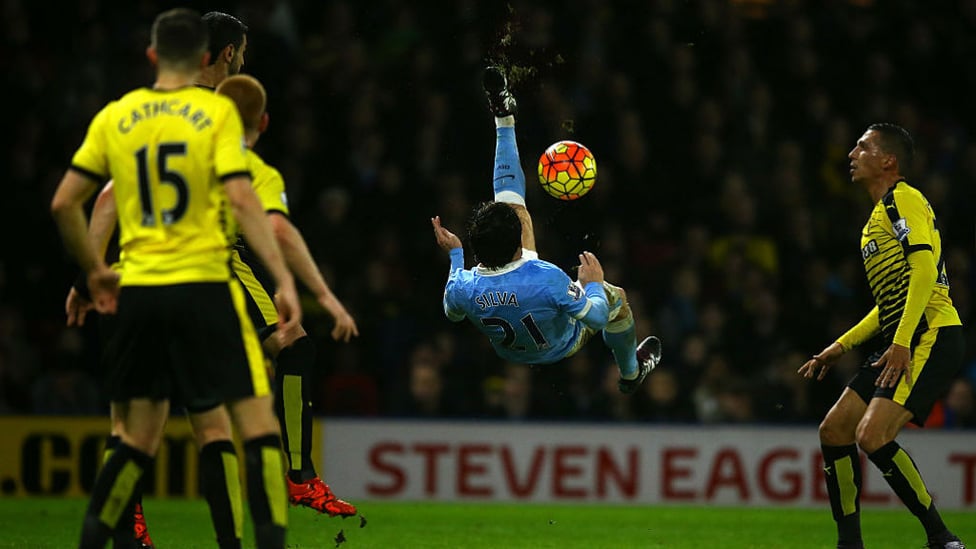 Top flight 200 : Although this impressive overhead kick may have not resulted in a goal, our midfielder made his 200th Premier League appearance against Watford in January 2016.