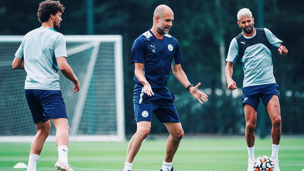 TRAINING TIPS: Pep Guardiola gives out some instructions