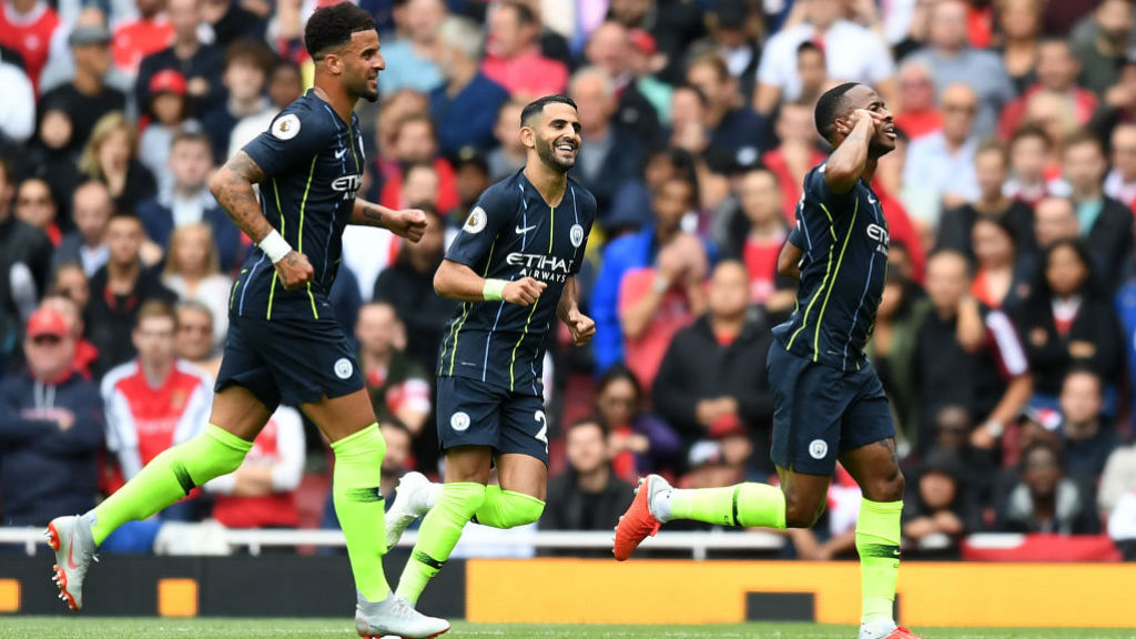 RAZZLE DAZZLE : Sterling scores against Arsenal