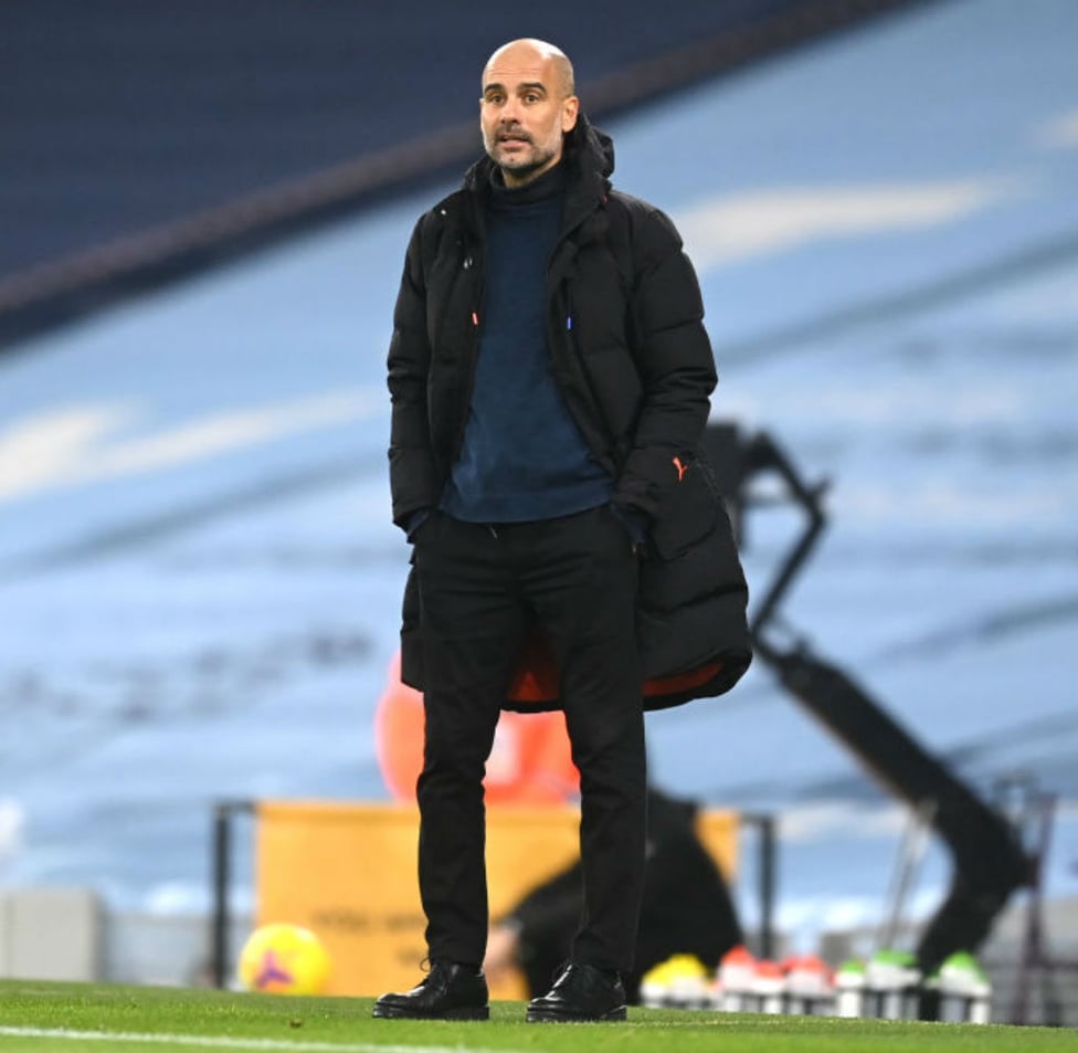 THE BOSS: Pep Guardiola keeps a watchful eye over proceedings