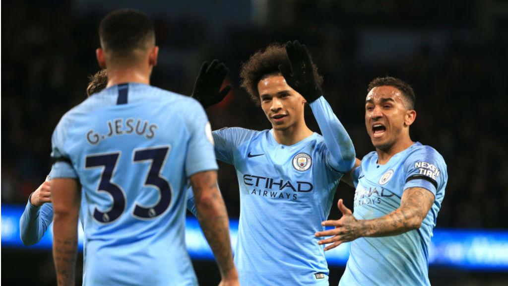 IN-SANE : Leroy Sane is all smiles after doubling City's lead with a cracking finish