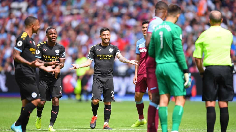 DISBELIEF : VAR denies City a third goal.