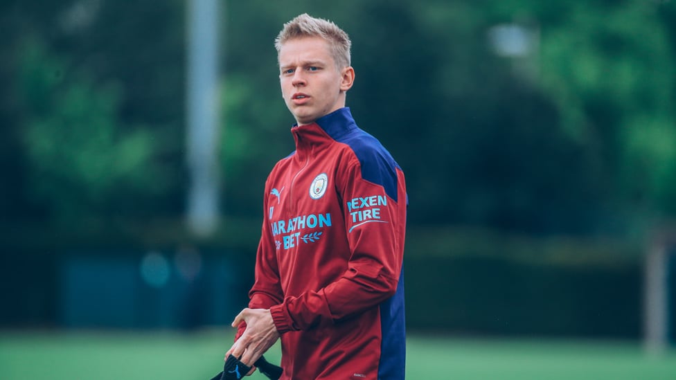 GAME FACE : Oleksandr Zinchenko looks in the zone in Friday's session.