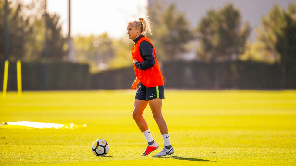 THE SKIPPER : Steph Houghton strides forward