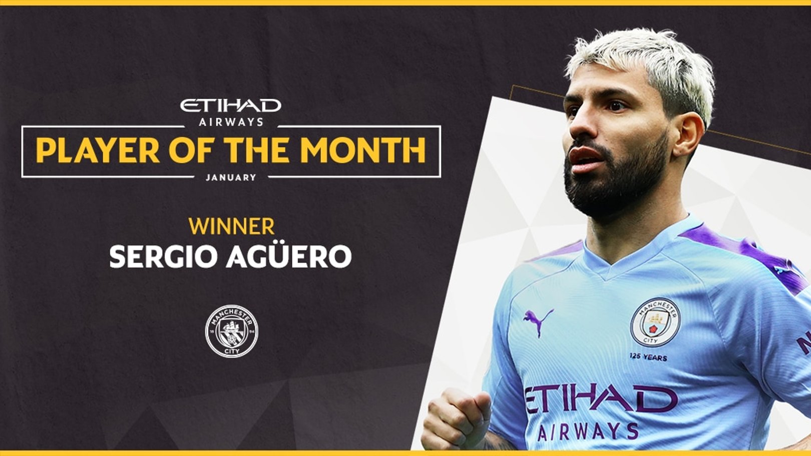 Sergio Aguero wins Etihad Player of the Month