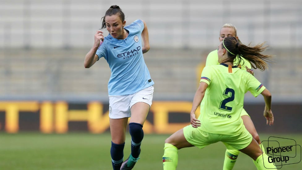 ACTION SHOT : Caroline Weir drives forward in the first half.