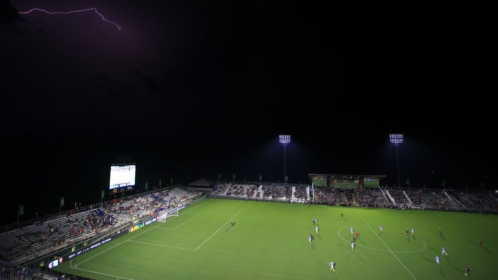 LIGHTENING STRIKES : Weather conditions would eventually pause the action as we suffered a late defeat against North Carolina Courage in pre-season.