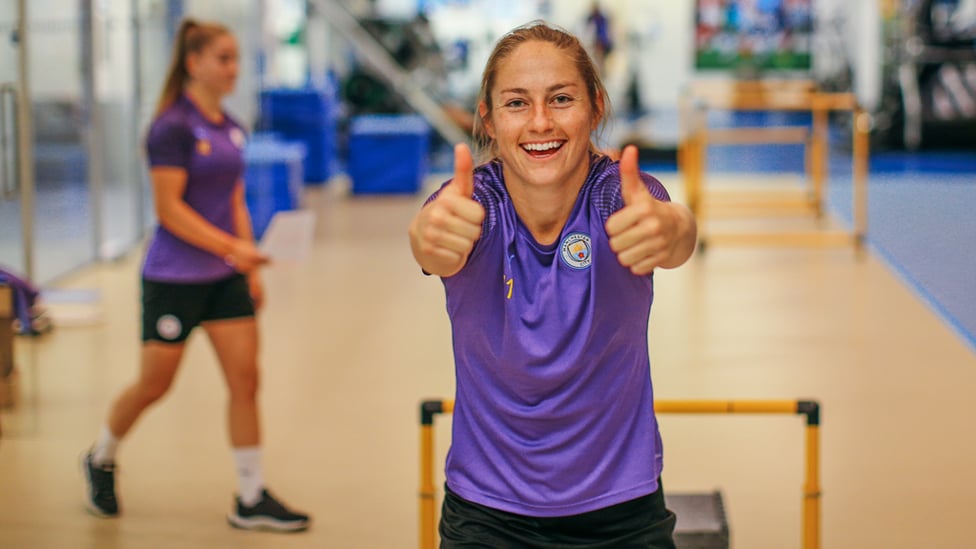 THUMBS UP : The ever-cheerful Janine Beckie!