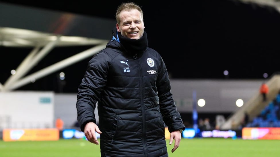 MOVING FORWARD : A big smile from Alan Mahon after he secures his first win as interim manager against Bristol City.