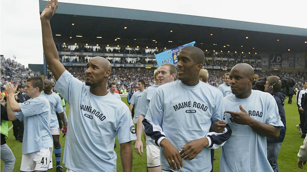 GOODBYE: Nicolas Anelka, Sylvain Distin and David Sommeil wave to the fans