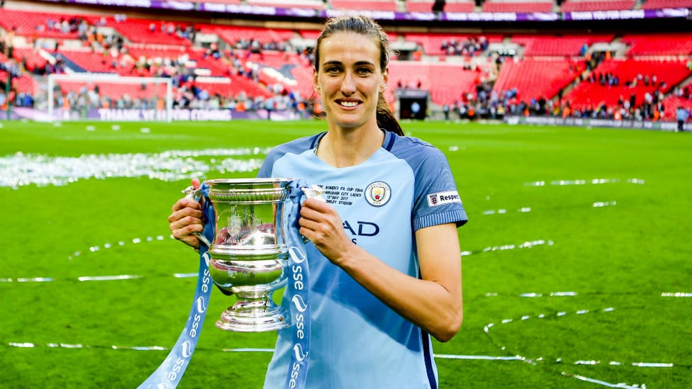 WEMBER-GLEE: Jill is all smiles after our 2017 FA Women's Cup triumph