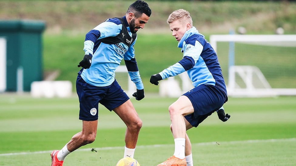 FACE OFF : Riyad Mahrez and Oleksandr Zinchenko go face-to-face in training