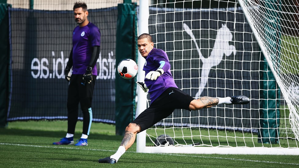 THIS IS HOW WE DO IT : Ederson shows off one of those sliced half volleys he does so well