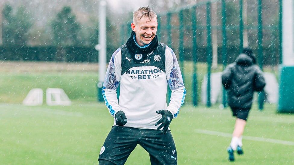 SAY CHEESE: Zinchenko gives us his best smile in the rain!