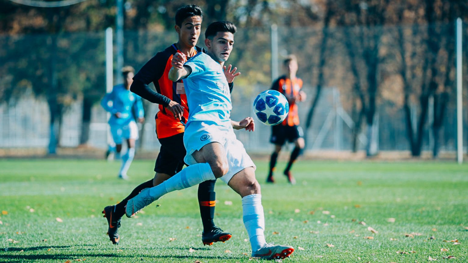 EYES ON THE BALL: Nabil Touaizi holds off his marker