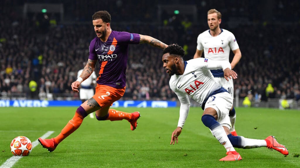 ENGLAND IN EUROPE: Kyle Walker, Danny Rose and Harry Kane were three of eight Englishmen to start the quarter-final