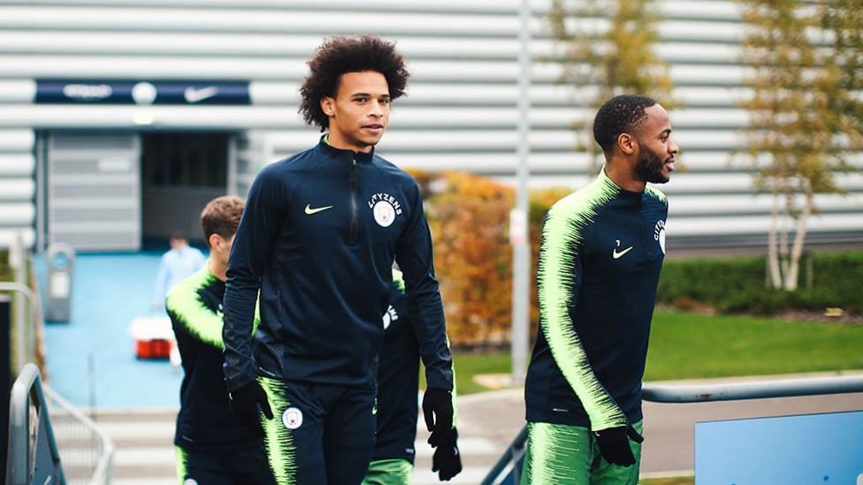 WALKING TALL : Leroy Sane and Raheem Sterling report for duty