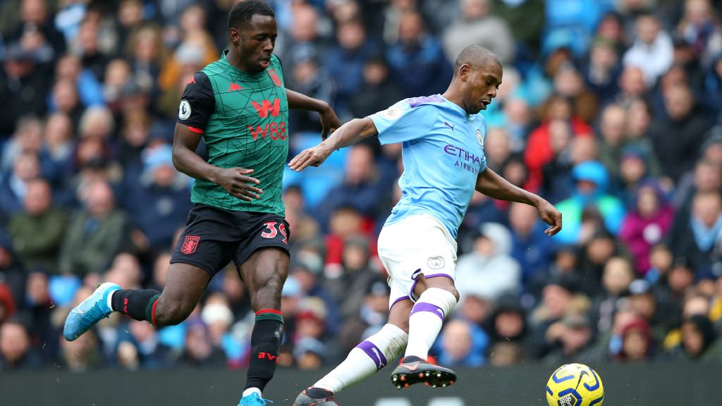 RED CARD: City's second half display was marred only by Fernandinho's sending off for two yellow cards.