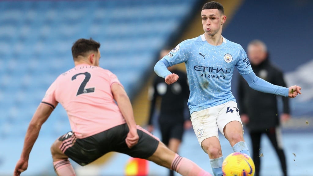 PHIL-ING IT: Foden looks to inspire us to a second goal as the visitors remain firm.