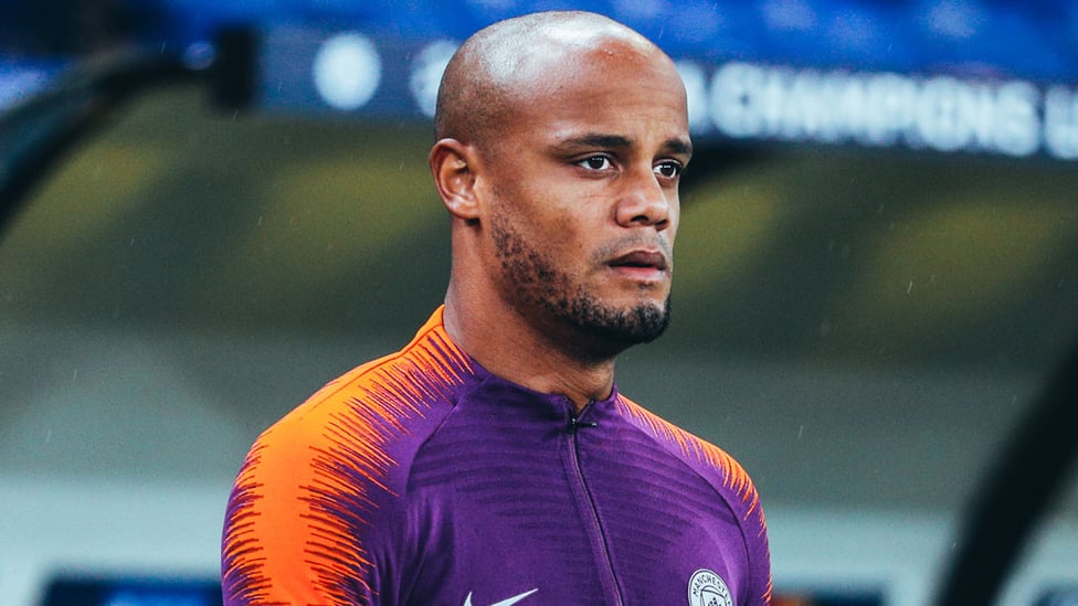 FOCUSED : Skipper Vincent Kompany steps out to survey the scene