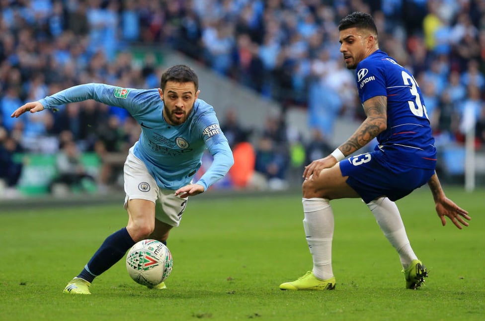 SOLID SILVA : Bernardo skips past Emerson as City turn up the Wembley pressure